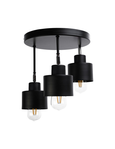 LISA oprawa ścienno-sufitowa, moc max. 3x60W, E27, czarna, podstawa okrągła, wielopoziomowa, ruchome głowice lampy