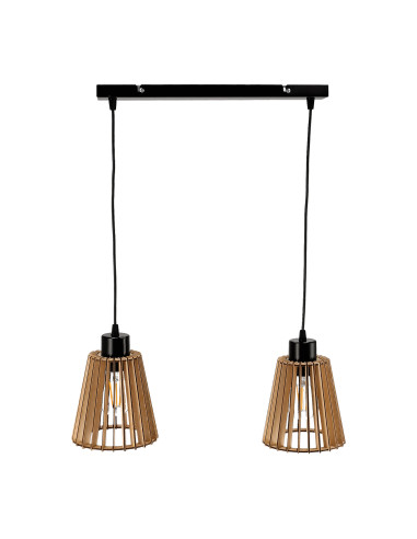 DELOS 2P E27, lampa wisząca, max. 2x60W, czarna, drewno