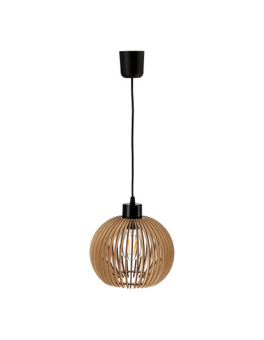 ANAFI 1P E27, lampa wisząca, max. 60W, czarna, drewno