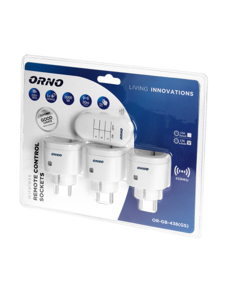 Zestaw bezprzewodowych mini gniazd sterowanych pilotem 3+1, wersja schuko