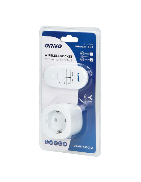 Gniazdo bezprzewodowe mini sterowane pilotem 1+1, Schuko