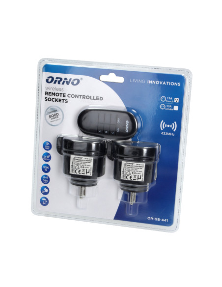 Zestaw bezprzewodowych mini gniazd sterowanych pilotem 2+1, IP44