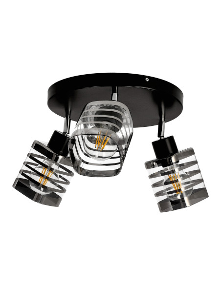 SIENA 3P E27, oprawa ścienno-sufitowa, max. 3x60W, czarna, podstawa okrągła, ruchome głowice lampy, jeden poziom