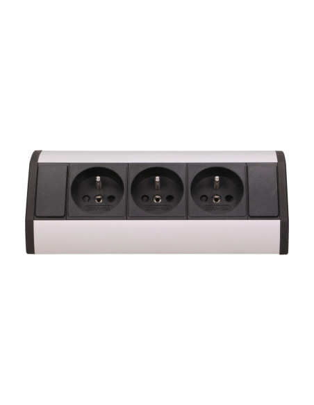 Gniazdo meblowe 3x2P+Z, czarno-srebrne