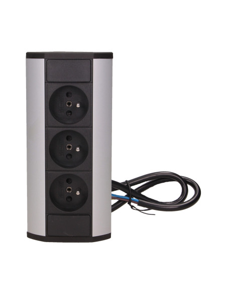 Gniazdo meblowe 3x2P+Z, czarno-srebrne