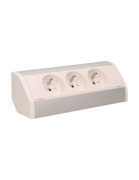Gniazdo meblowe 3x2P+Z, biało-srebrne