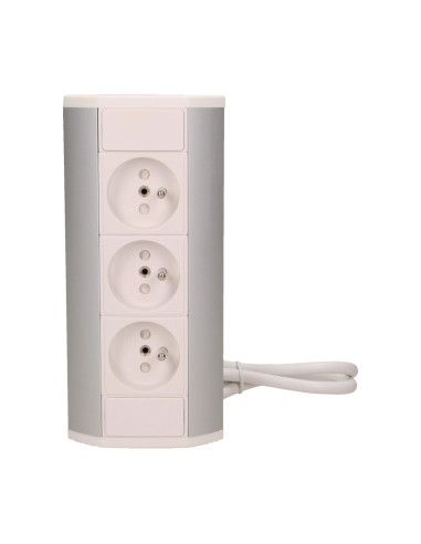 Gniazdo meblowe 3x2P+Z, biało-srebrne