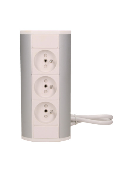 Gniazdo meblowe 3x2P+Z, biało-srebrne