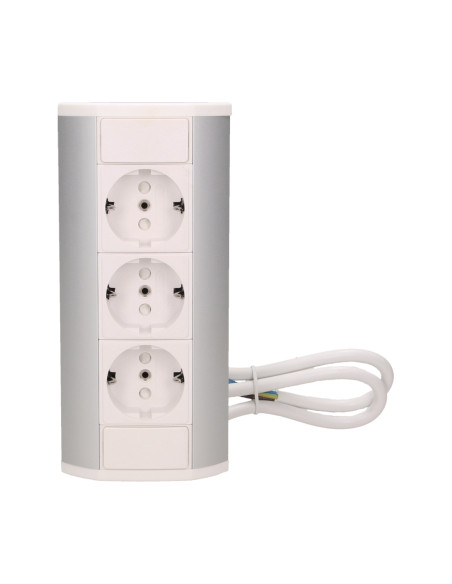 Gniazdo meblowe 3x2P+Z, schuko, biało-srebrne