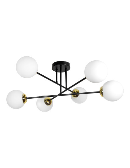 LEIA 6P E27, lampa wisząca, max. 6x60W, czarno-złota