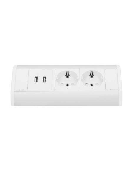 Gniazdo meblowe 2x2P+Z + USB, schuko, biało-srebrne
