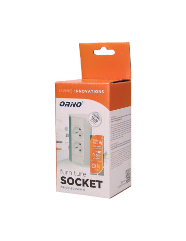 Gniazdo meblowe 2x2P+Z, biało-srebrne