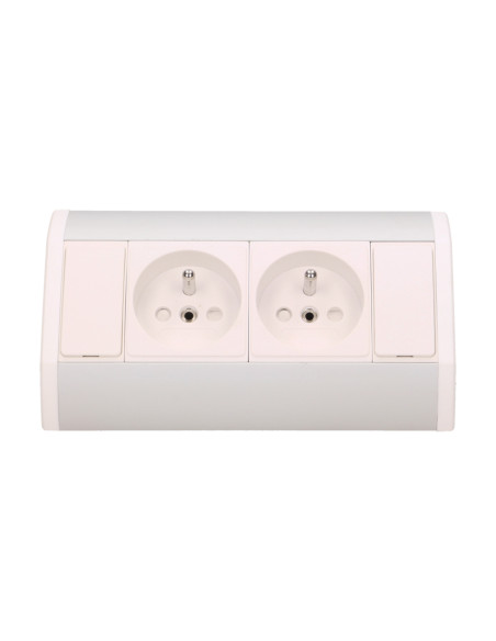 Gniazdo meblowe 2x2P+Z, biało-srebrne