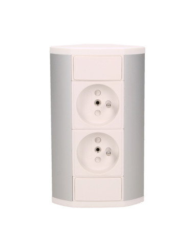 Gniazdo meblowe 2x2P+Z, biało-srebrne