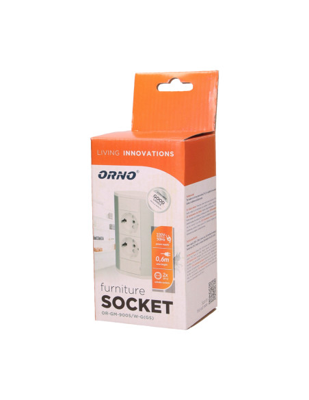 Gniazdo meblowe 2x2P+Z, schuko, biało-srebrne