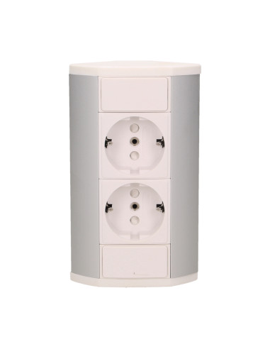 Gniazdo meblowe 2x2P+Z, schuko, biało-srebrne