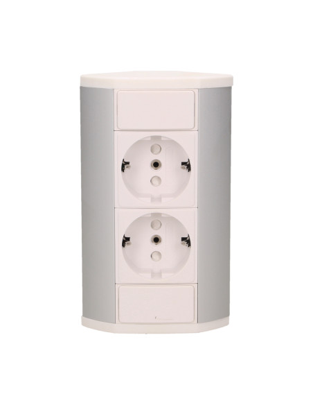 Gniazdo meblowe 2x2P+Z, schuko, biało-srebrne