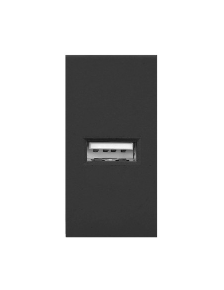 NOEN USB, port modułowy 22,5x45mm z ładowarką USB, 2,1A 5V DC, czarne