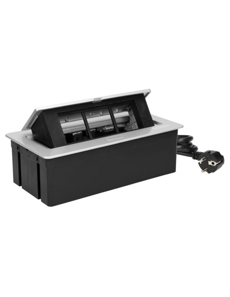  NOEN Kaseta meblowa wpuszczana w blat ze zintegrowaną ramką PCV na gniazda modułowe 3 x 45x45mm lub 6 x 22,5x45mm,...