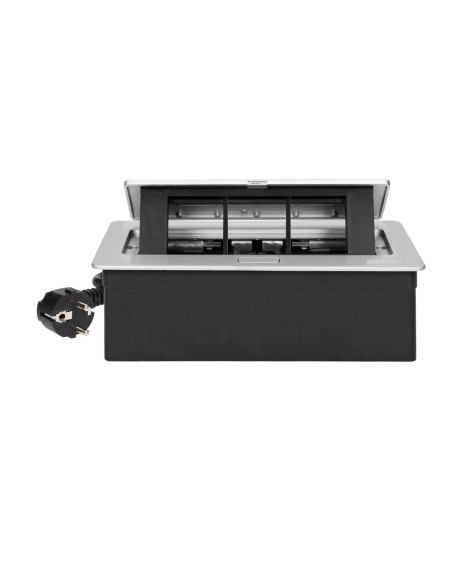  NOEN Kaseta meblowa wpuszczana w blat ze zintegrowaną ramką PCV na gniazda modułowe 3 x 45x45mm lub 6 x 22,5x45mm,...