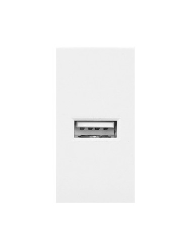 NOEN USB, port modułowy 22,5x45mm z ładowarką USB, 2,1A 5V DC, biały