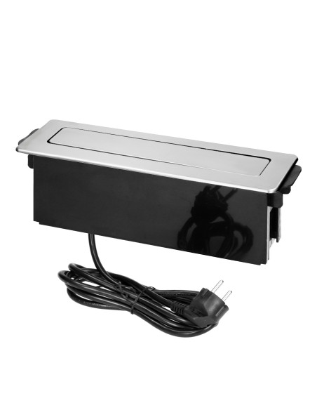  Gniazdo meblowe wysuwane z blatu z płaskim frezowanym rantem, ładowarką USB i przewodem 2m,  3 gniazda typ F, 2 x USB...