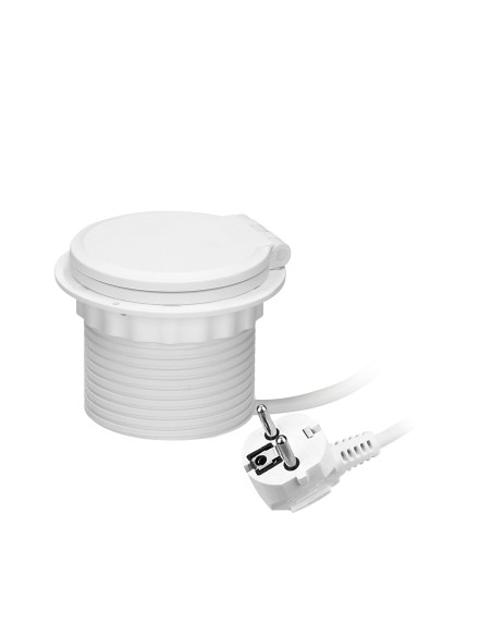  Gniazdo meblowe Ø8cm wpuszczane w blat z ładowarką indukcyjną, ładowarką USB z 2 gniazdami A i C, przelotką...