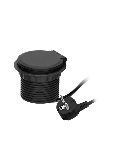  Gniazdo meblowe Ø8cm wpuszczane w blat z ładowarką indukcyjną, ładowarką USB z 2 gniazdami A i C, przelotką...