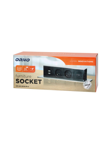  Gniazdo meblowe wysuwane z blatu z płaskim...