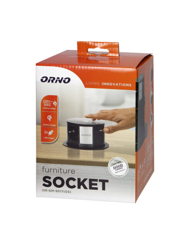  Gniazdo meblowe Ø10cm wysuwane z blatu z...