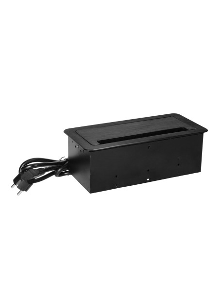  Gniazdo meblowe wpuszczane w blat z płaskim frezowanym rantem, szczotką przeciwkurzową, ładowarką USB i przewodem...