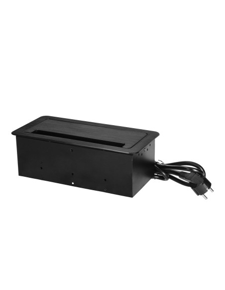  Gniazdo meblowe wpuszczane w blat z płaskim frezowanym rantem, szczotką przeciwkurzową, ładowarką USB i przewodem...