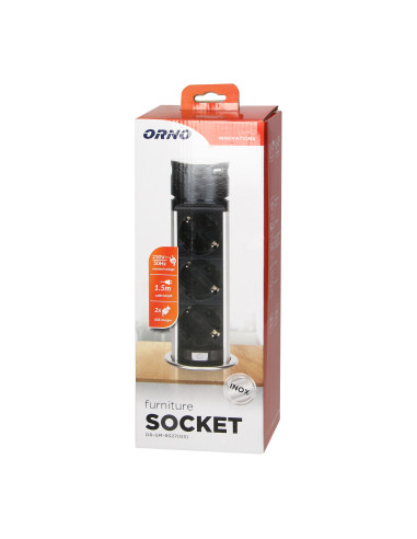 Wpuszczane gniazdo meblowe Ø6cm z ładowarką USB...