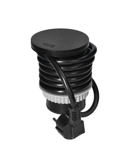 Gniazdo meblowe Ø6cm z rotacyjną pokrywą, ładowarką indukcyjną, ładowarką USB i przewodem 1,5m, 1x2P+Z, Qi 1.2.4...