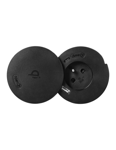  Gniazdo meblowe Ø6cm z rotacyjną pokrywą, ładowarką indukcyjną, ładowarką USB i przewodem 1,5m, 1x2P+Z, Qi 1.2.4...