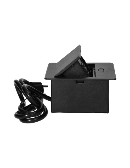  Wpuszczane gniazdo meblowe z ładowarką USB i przewodem 1,5m,  1x2P+Z Schuko, 2xUSB (typ A, 2,1A), płaski rant...