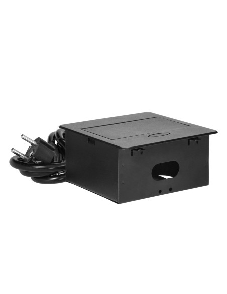  Wpuszczane gniazdo meblowe z ładowarką USB i przewodem 1,5m,  1x2P+Z, 2xUSB (typ A, 2,1A), płaski rant frezowany,...