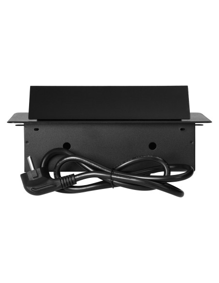 Gniazdo meblowe wpuszczane w blat z płaskim frezowanym rantem i przewodem 1,5m, 3x2P+Z, czarne