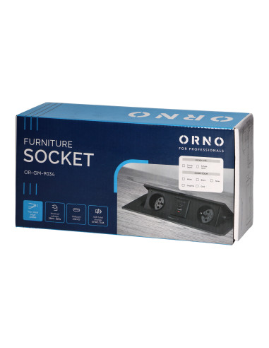  Gniazdo meblowe wpuszczane w blat z płaskim...