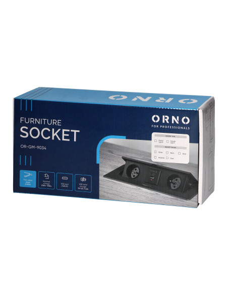  Gniazdo meblowe wpuszczane w blat z płaskim frezowanym rantem i ładowarką USB, 2x2P+Z (Schuko),2x USB (typ A+C,...