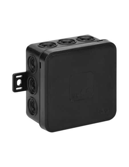 Puszka n/t CLICK, IP54, 12 przepustów, 75x75x41mm, czarna, 66 szt.