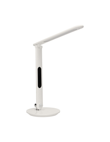 CRYSTAL LED 6,5W, Lampka biurkowa z budzikiem, czujnikiem ruchu i ładowarką USB, 500lm, 4000K, biała