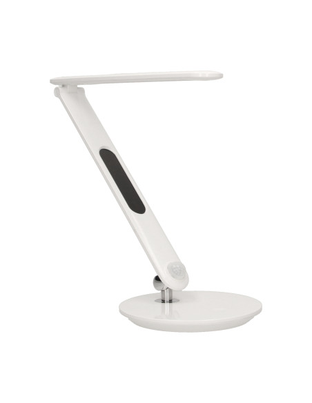 CRYSTAL LED 6,5W, Lampka biurkowa z budzikiem, czujnikiem ruchu i ładowarką USB, 500lm, 4000K, biała