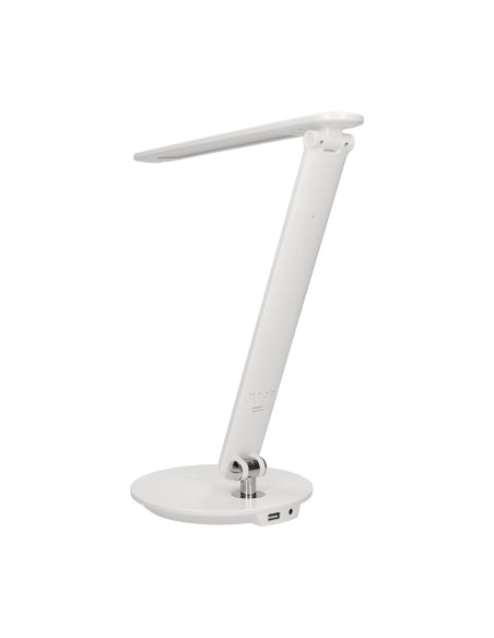 CRYSTAL LED 6,5W, Lampka biurkowa z budzikiem, czujnikiem ruchu i ładowarką USB, 500lm, 4000K, biała