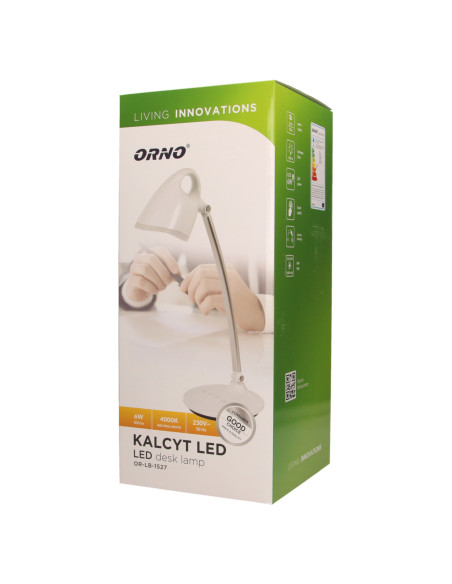 KALCYT LED 6W, lampka biurkowa, 200lm, 4000K, wyłącznik czasowy, biała