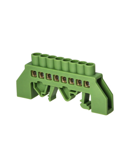 Listwa zaciskowa izolowana PE, 8 przewodów, zielona