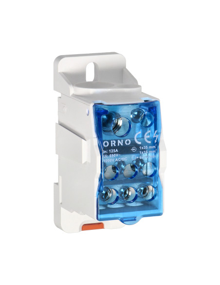 Blok rozdzielczy 125A, zaciski wejściowe 1x16 i 1x35mm², zaciski wyjściowe 6x16mm²