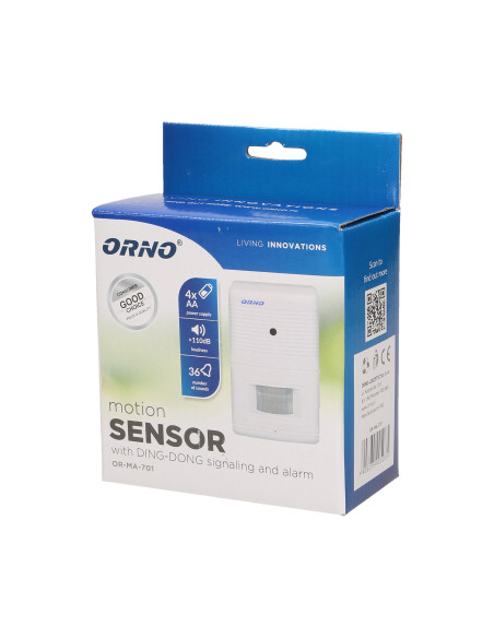 Czujnik ruchu z sygnalizacją i z alarmem DING-DONG, 4-5m, bateryjny