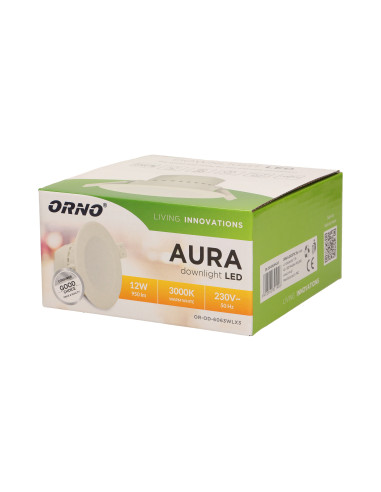 AURA LED 12W, oprawa downlight, podtynkowa,...
