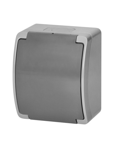 Gniazdo pojedyncze 2P+Z Schuko AQUATIC, IP44, szaro-grafitowe